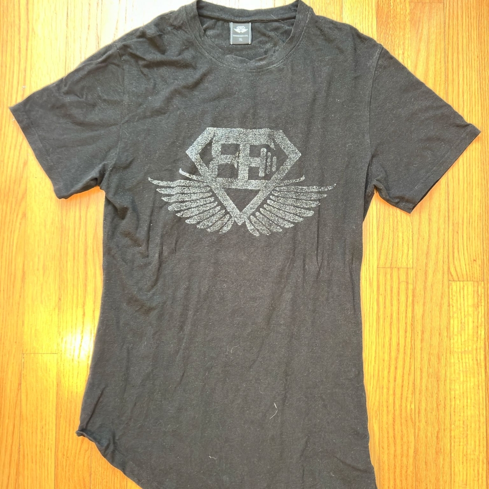 Men's Charcoal Graphic Tee with Wing Emblem
